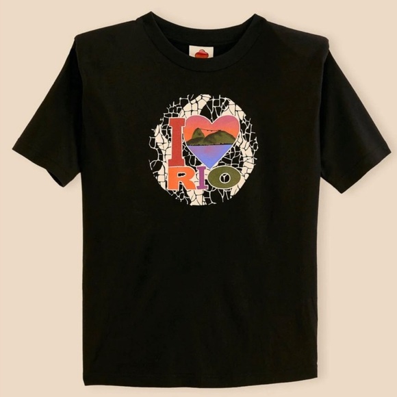 Farm Rio I Love RIO Black Tee with Shoulder Pads Large - Picture 1 of 4